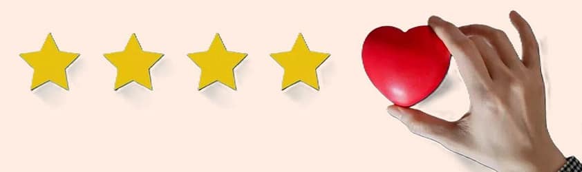 estrellas de reseñas y corazón fondo rosa claro estrellas de reseñas y corazón fondo rosa claro