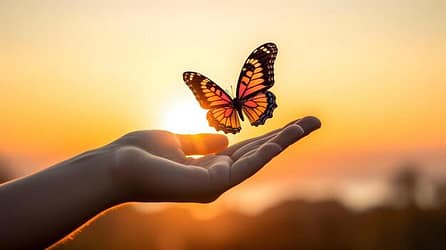 Mano soltando mariposa, que simboliza el adiós a un ser querido. Mano soltando mariposa, que simboliza el adiós a un ser querido.